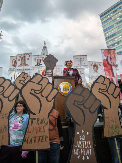 Protesters at rally