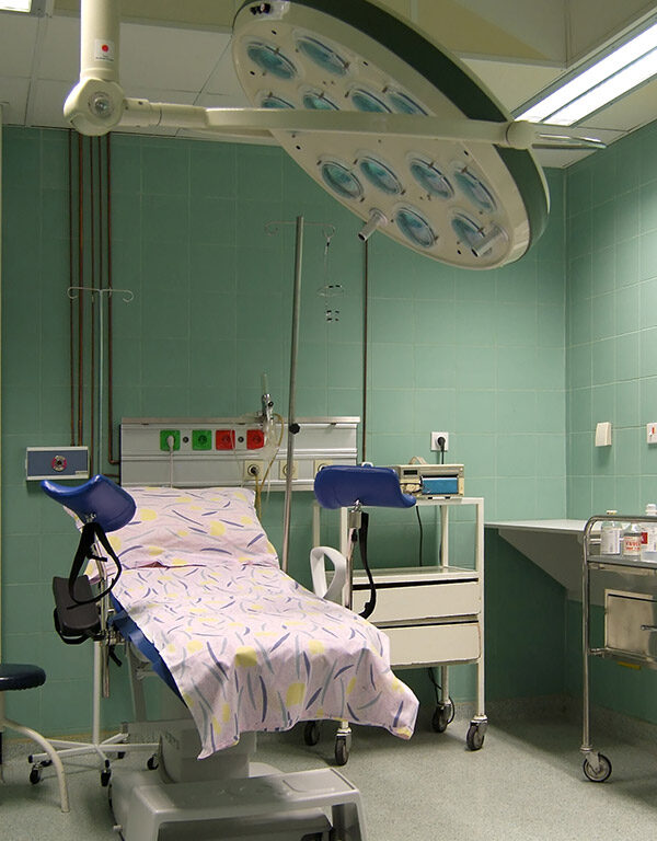 An examination room with gynecological equipment