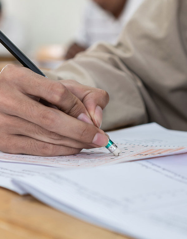 A student erasing answers from a test