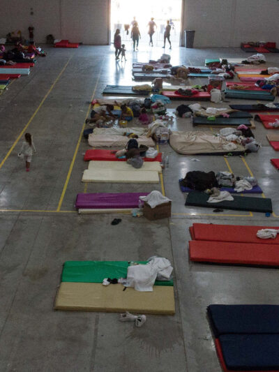 General view inside the Leona Vicario Federal shelter for asylum seekers in Ciudad Juarez on October 9, 2019, Chihuahua state, Mexico