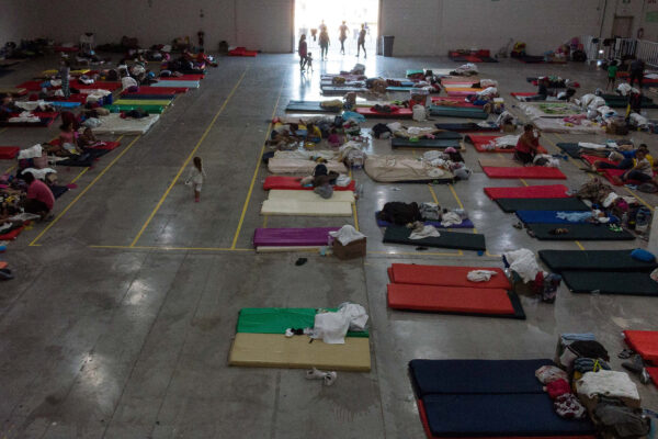 General view inside the Leona Vicario Federal shelter for asylum seekers in Ciudad Juarez on October 9, 2019, Chihuahua state, Mexico