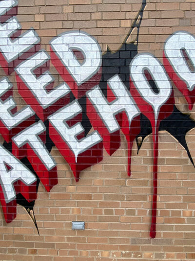 Mural reads "We Need Statehood" as part of Washington DC Mayor Muriel Bowser's commissioned #MuralsDC51 project across the city