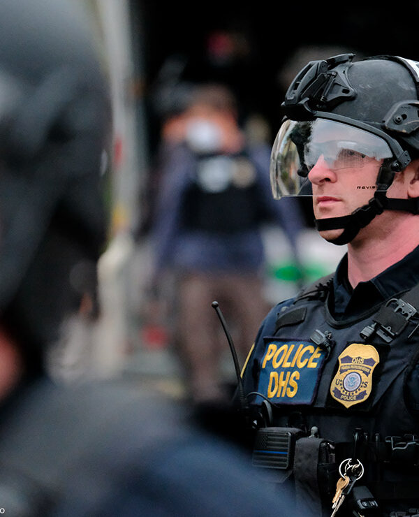 Federal agents move in to re-open the Immigration and Customs Enforcement (ICE) office in Portland, Oregon.