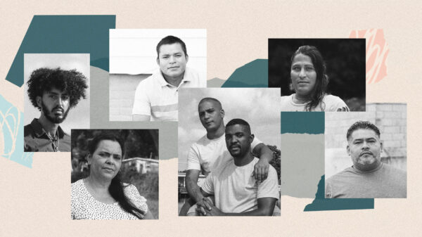 Collage of seven immigrants who share their experiences of being detained during the COVID-19 crisis.