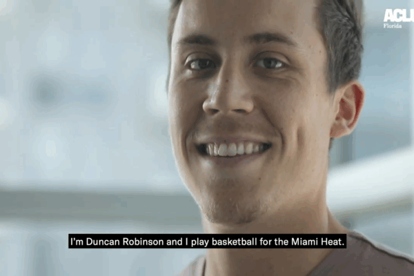 Duncan Robinson of the Miami Heat for ACLU of Florida