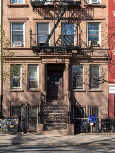 Colorful old buildings on 10th Street in the East Village of Manhattan in New York City.