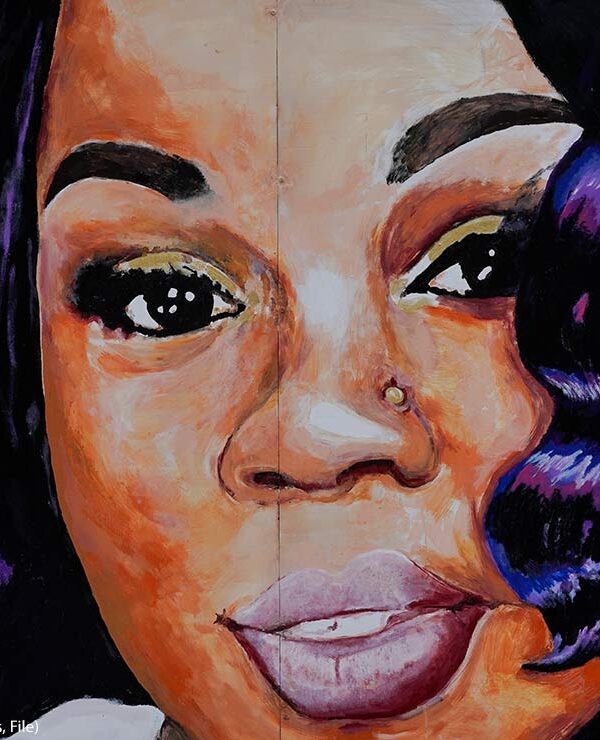 Close up image of a mural of Breonna Taylor