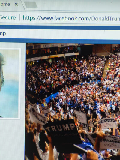 Donald Trump's Facebook profile on a web browser.