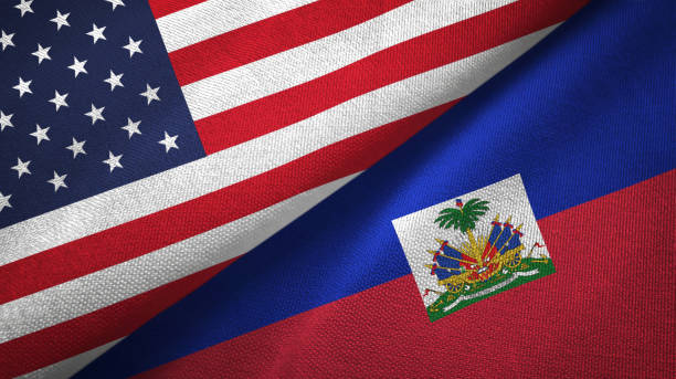 Image of the flags of the United States and Haiti together.