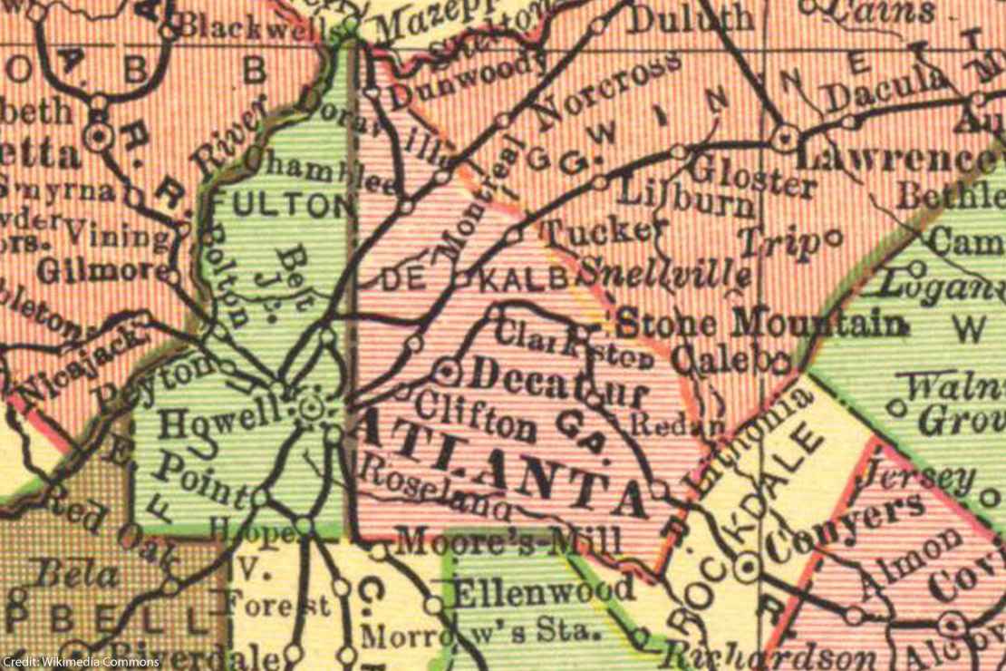 An atlas map of DeKalb County, Georgia.