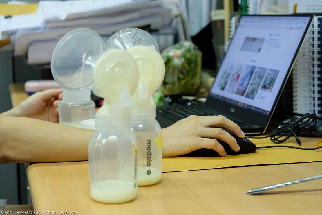 New mothers are packing pumps for storing breast breast milk while working at the office.