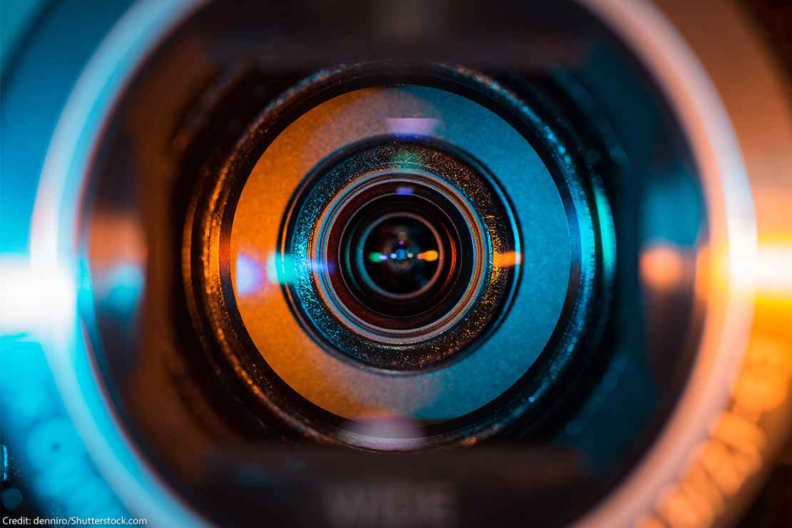 Close up of a camera lens.